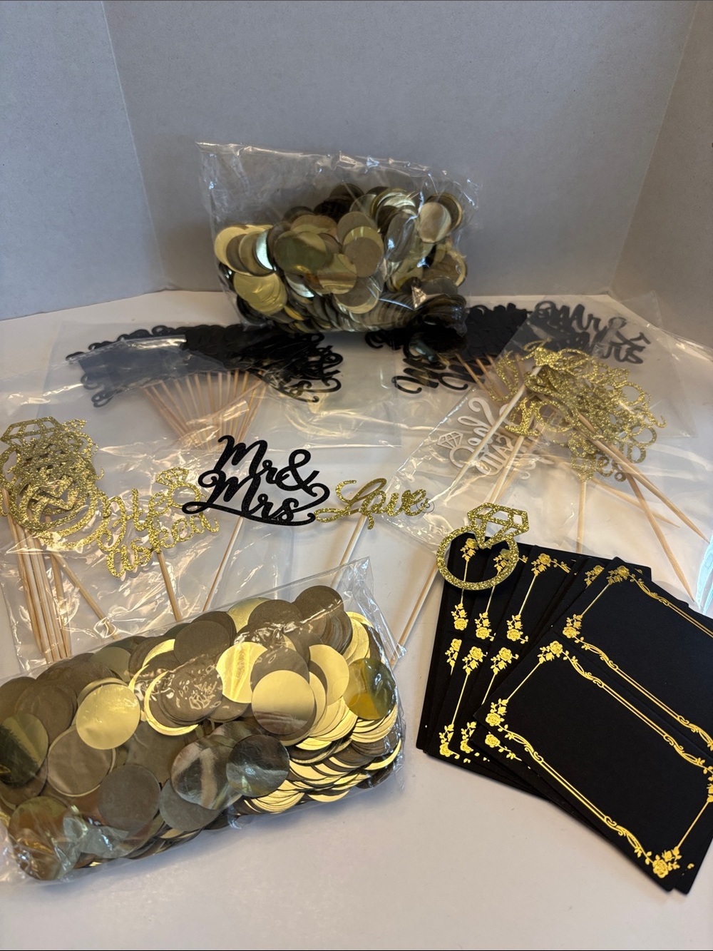 Gold and Black Wedding Mr & Mrs Party Kit